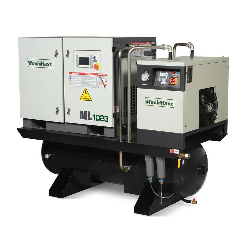 MechMaxx 300009 10HP Rotary Screw Air Compressor with Dryer & 66-Gal Tank – 32.8 CFM Industrial Air System