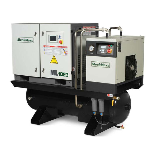 MechMaxx 300009 10HP Rotary Screw Air Compressor with Dryer & 66-Gal Tank – 32.8 CFM Industrial Air System
