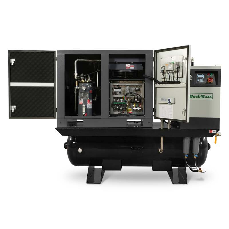 MechMaxx 300009 10HP Rotary Screw Air Compressor with Dryer & 66-Gal Tank – 32.8 CFM Industrial Air System
