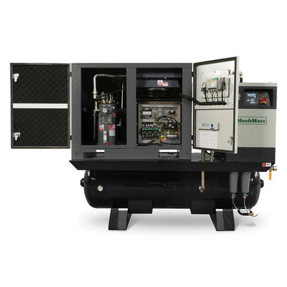 MechMaxx 300009 10HP Rotary Screw Air Compressor with Dryer & 66-Gal Tank – 32.8 CFM Industrial Air System