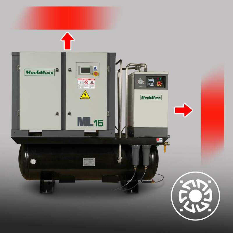 MechMaxx 300010 15HP Rotary Screw Air Compressor with Dryer & 105-Gal Tank – 45.9 CFM Industrial Air System