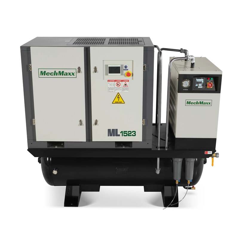 MechMaxx 300010 15HP Rotary Screw Air Compressor with Dryer & 105-Gal Tank – 45.9 CFM Industrial Air System