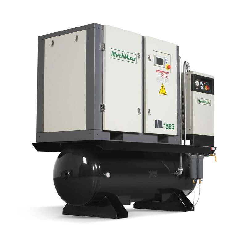 MechMaxx 300010 15HP Rotary Screw Air Compressor with Dryer & 105-Gal Tank – 45.9 CFM Industrial Air System