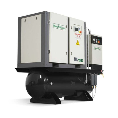 MechMaxx 300010 15HP Rotary Screw Air Compressor with Dryer & 105-Gal Tank – 45.9 CFM Industrial Air System