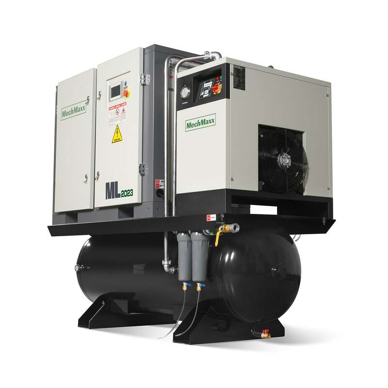 MechMaxx 300011 20HP Rotary Screw Air Compressor with Dryer & 105-Gal Tank – 78 CFM Industrial Air System