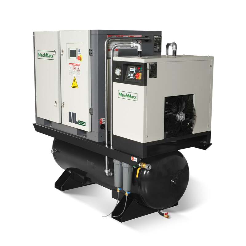 MechMaxx 300011 20HP Rotary Screw Air Compressor with Dryer & 105-Gal Tank – 78 CFM Industrial Air System
