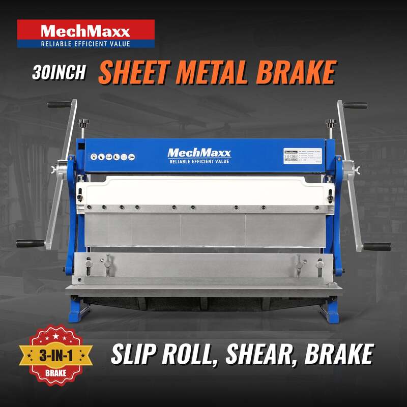 MechMaxx 500306 MMCB3016 30" 3-in-1 Sheet Metal Machine – Slip Roll, Shear & Pan Brake