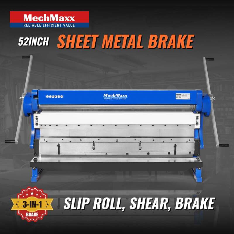 MechMaxx 500309 MMCB5216 52" 3-in-1 Sheet Metal Machine – 16 Gauge Slip Roll, Shear & Pan Brake