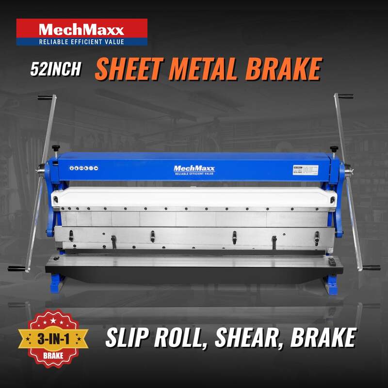 MechMaxx 500308 MMCB5220 52" 3-in-1 Sheet Metal Machine – Slip Roll, Shear & Pan Brake