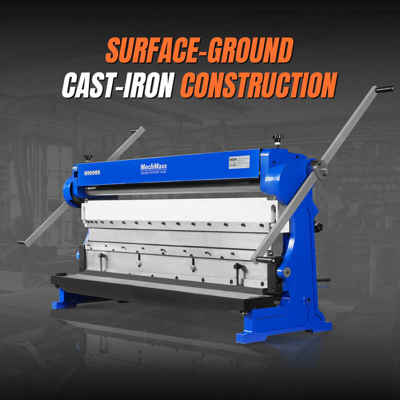 MechMaxx 500309 MMCB5216 52" 3-in-1 Sheet Metal Machine – 16 Gauge Slip Roll, Shear & Pan Brake