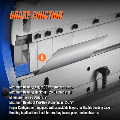 MechMaxx 500308 MMCB5220 52" 3-in-1 Sheet Metal Machine – Slip Roll, Shear & Pan Brake