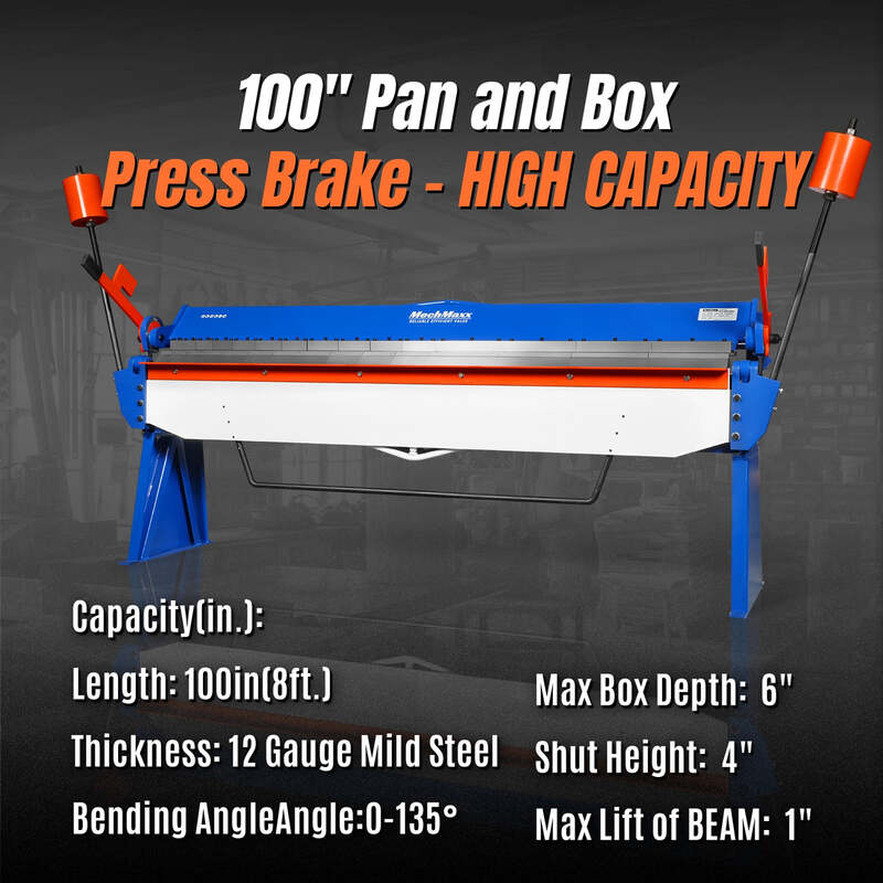 MechMaxx 500304 PB10012 100" Manual Pan & Box Brake – 12 Gauge 8-Ft Sheet Metal Brake