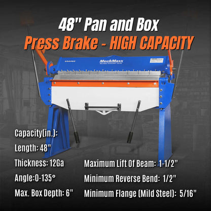 MechMaxx 500302 48" Manual Pan and Box Brake – 12 Gauge Capacity