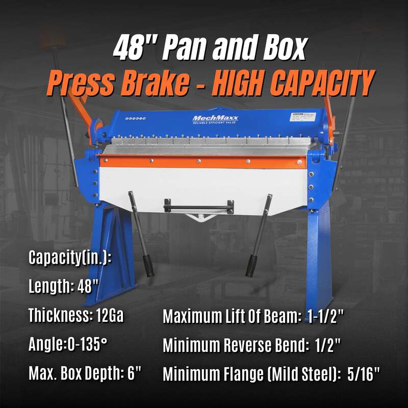 MechMaxx 500302 48" Manual Pan and Box Brake – 12 Gauge Capacity