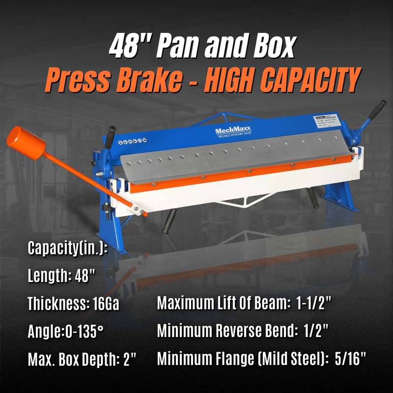 MechMaxx 500301 PB4816 48" Manual Pan & Box Brake – 16 Gauge Sheet Metal Bending Brake
