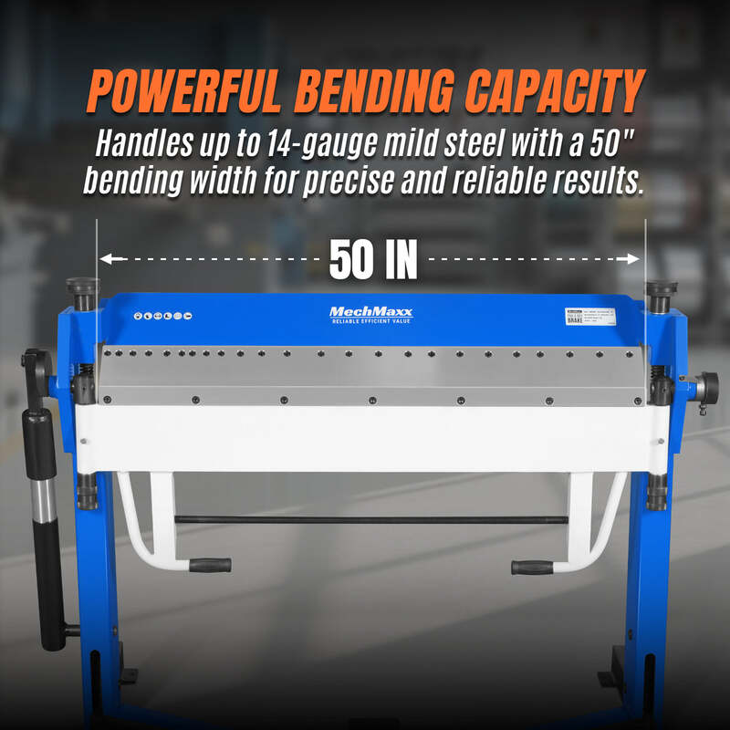 MechMaxx 500310 PBA5014 50" Foot Clamp Pan & Box Brake – 14 Gauge Sheet Metal Bending Machine