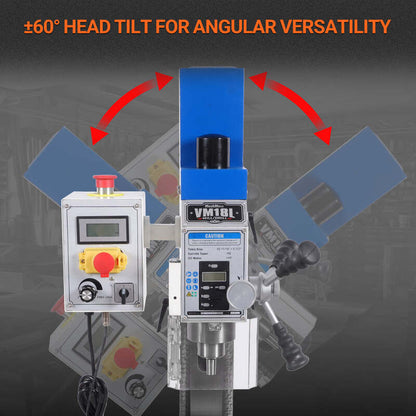 MechMaxx 500200 VM18L 6" x 20" Benchtop Mill Drill Machine – 1HP Variable Speed R8 Milling Machine
