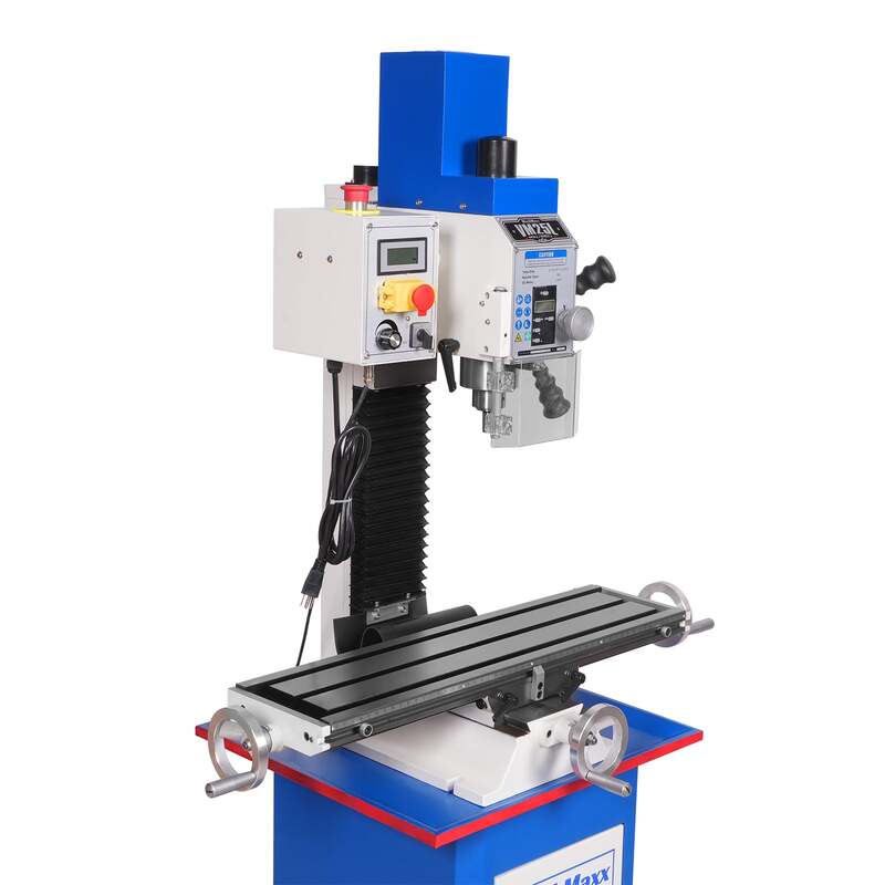 MechMaxx 500202 VM25L 7" x 27-1/2" Benchtop Mini Mill Drill – 1.5HP Variable Speed R8 Milling Machine