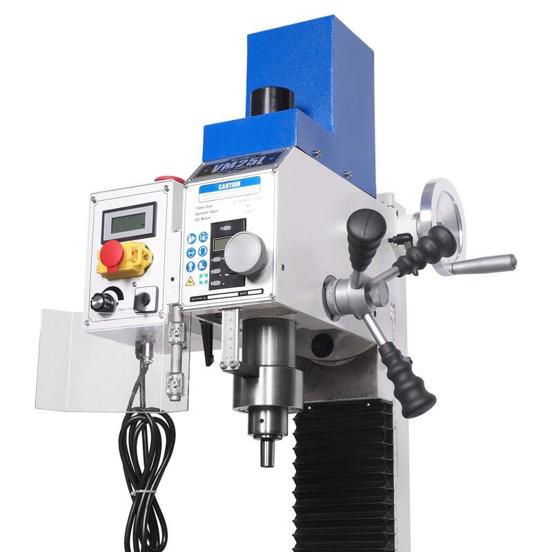 MechMaxx 500202 VM25L 7" x 27-1/2" Benchtop Mini Mill Drill – 1.5HP Variable Speed R8 Milling Machine