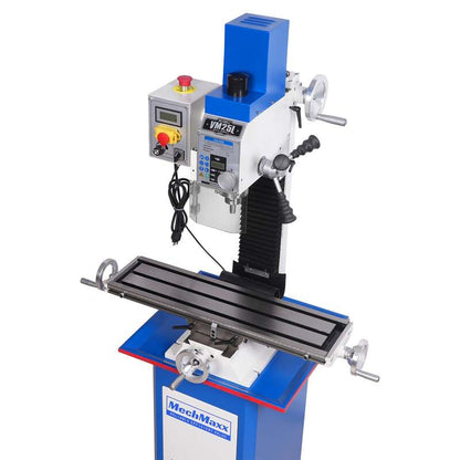 MechMaxx 500202 VM25L 7" x 27-1/2" Benchtop Mini Mill Drill – 1.5HP Variable Speed R8 Milling Machine