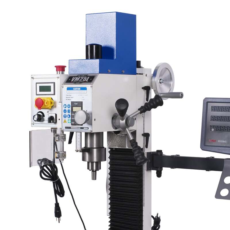MechMaxx 500203 VM25LD 7" x 27-1/2" Benchtop Mill Drill with DRO – 1.5HP Variable Speed R8 Milling Machine