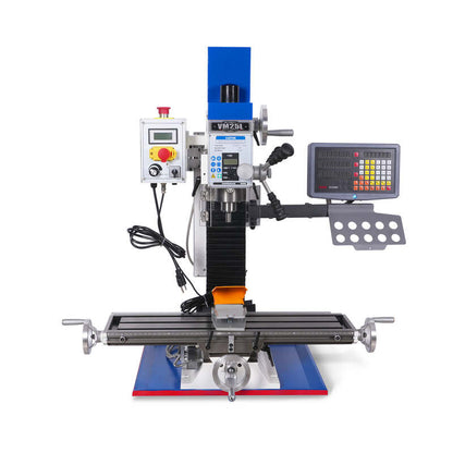 MechMaxx 500203 VM25LD 7" x 27-1/2" Benchtop Mill Drill with DRO – 1.5HP Variable Speed R8 Milling Machine