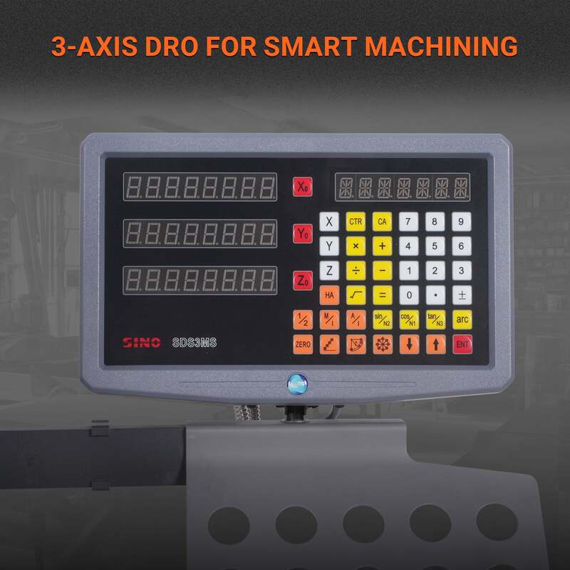 Mechmaxx 500205 8-1/4" × 33" Benchtop Mill Drill Machine with 3-Axis DRO – 2 HP Brushless Motor, Variable Speed, R8 Spindle (VM32LD)