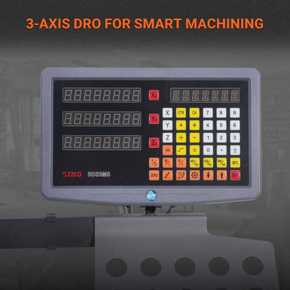 Mechmaxx 500205 8-1/4" × 33" Benchtop Mill Drill Machine with 3-Axis DRO – 2 HP Brushless Motor, Variable Speed, R8 Spindle (VM32LD)