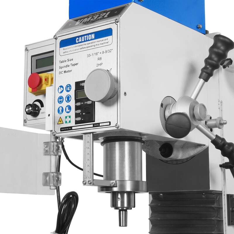 MechMaxx 500204 VM32L 8-1/4" x 33" Benchtop Mill Drill – 2HP Variable Speed R8 Milling Machine