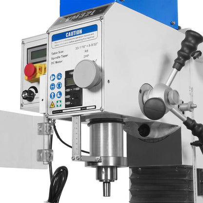MechMaxx 500204 VM32L 8-1/4" x 33" Benchtop Mill Drill – 2HP Variable Speed R8 Milling Machine